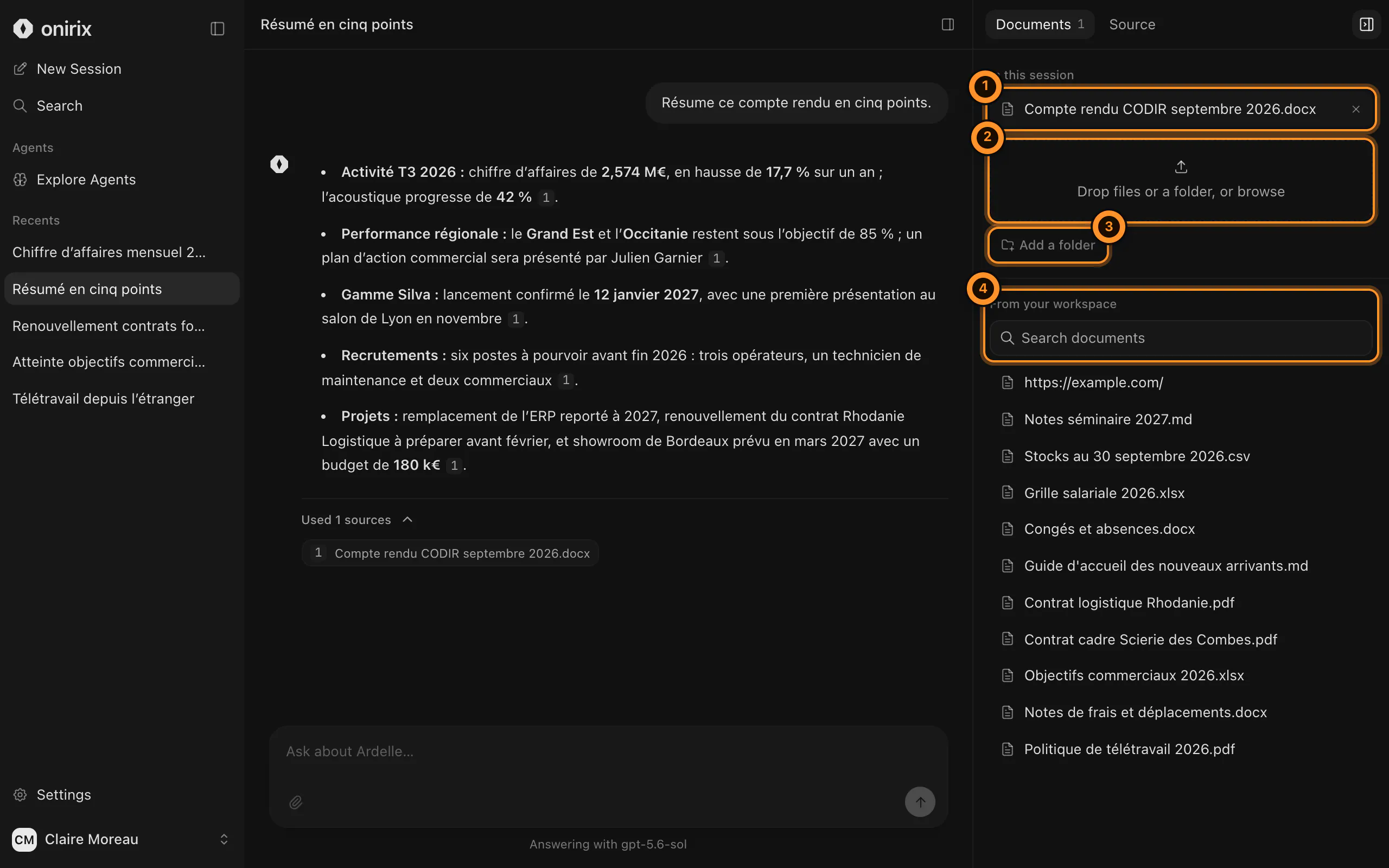 Les documents d'une conversation