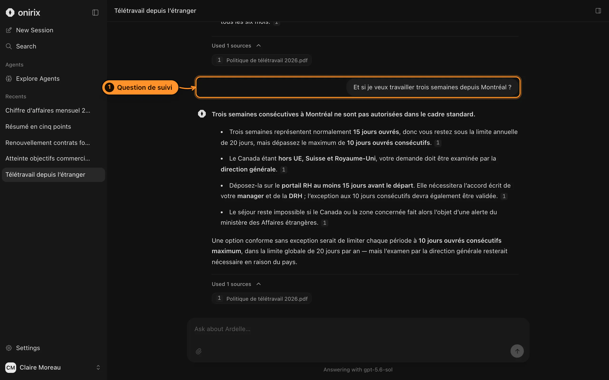 Une question de suivi