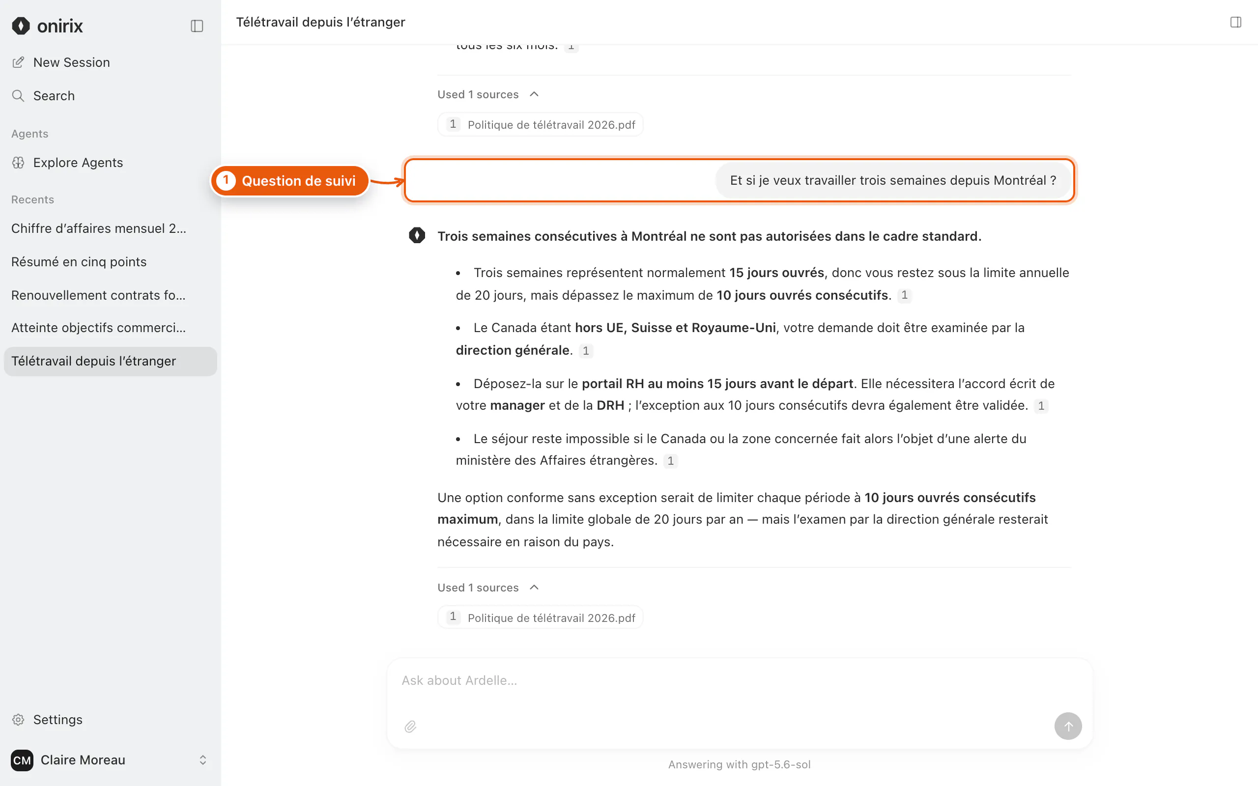 Une question de suivi