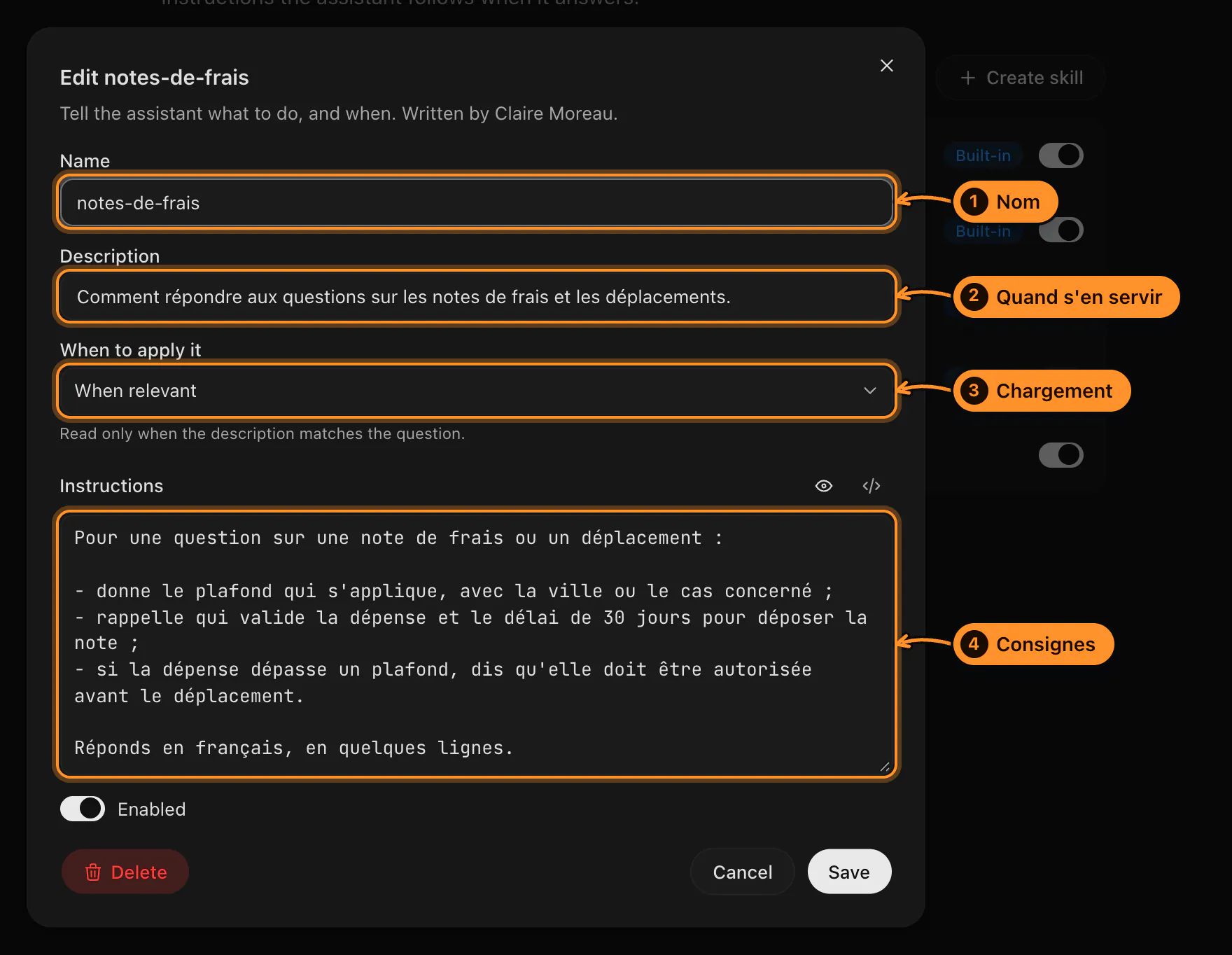 Une compétence en cours de modification