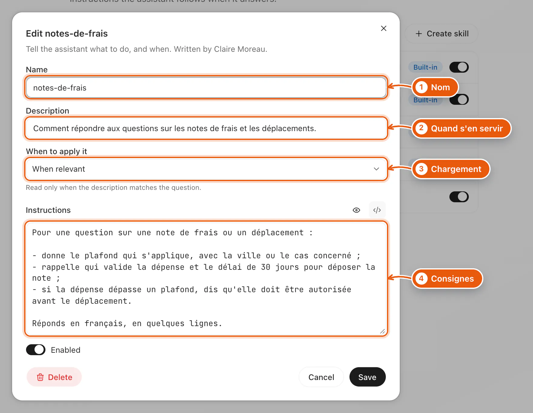 Une compétence en cours de modification