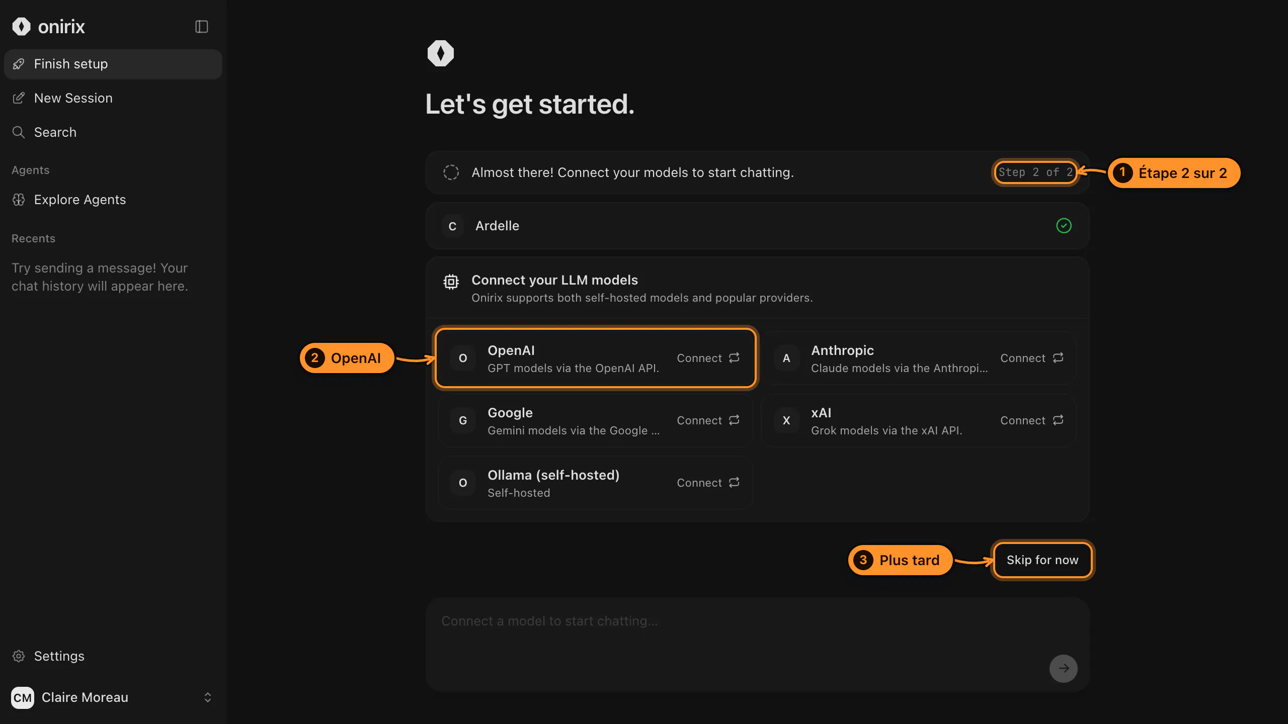 Configuration, étape 2 : le choix du fournisseur