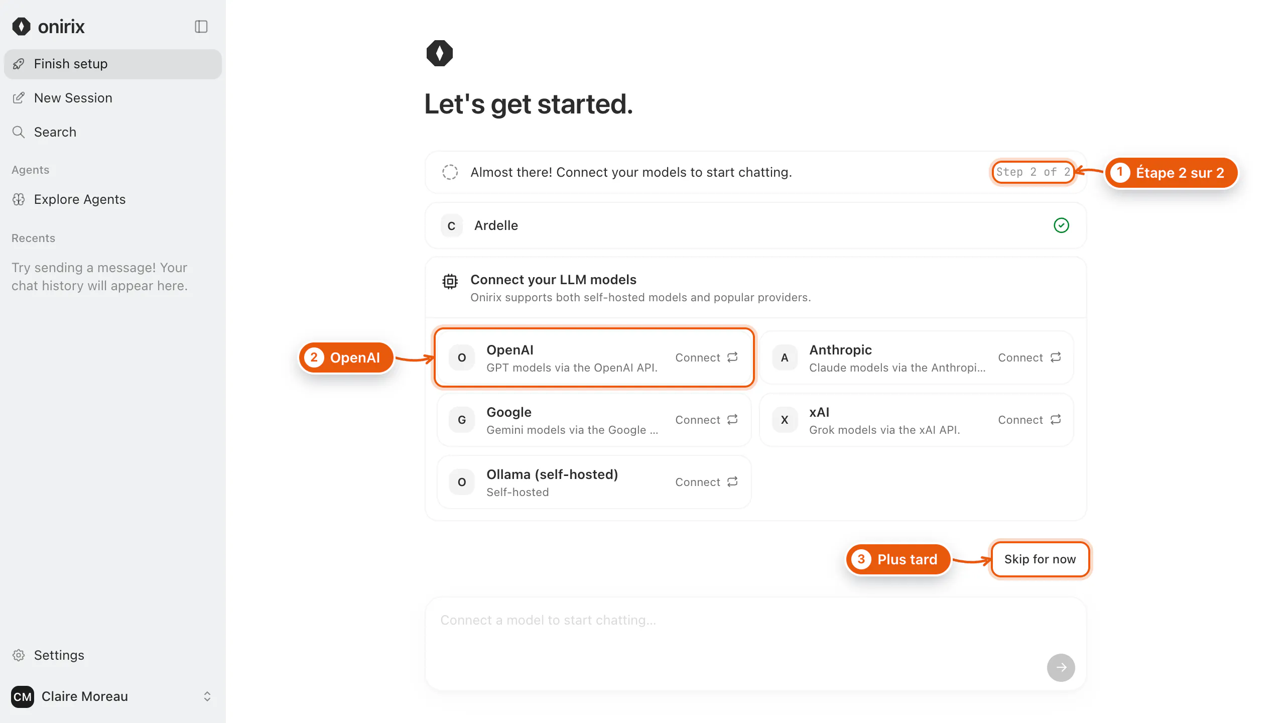 Configuration, étape 2 : le choix du fournisseur