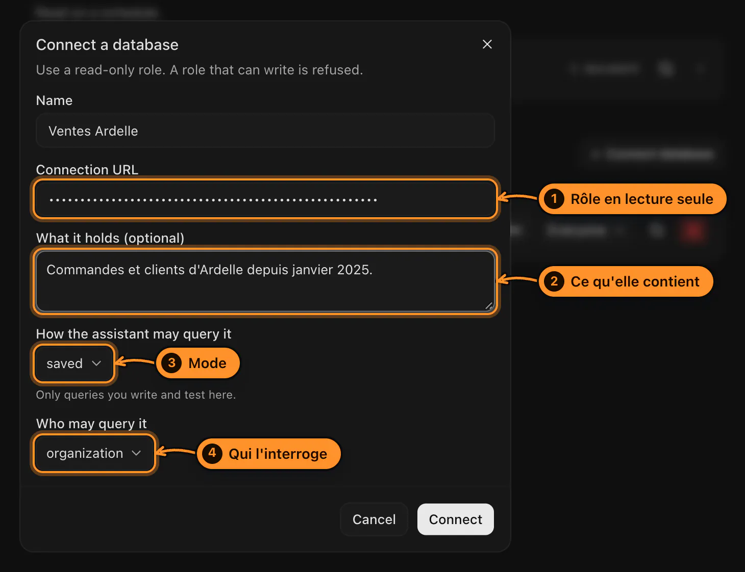 La connexion d'une base PostgreSQL