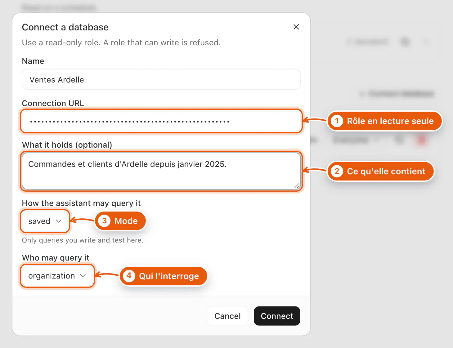 La connexion d'une base PostgreSQL